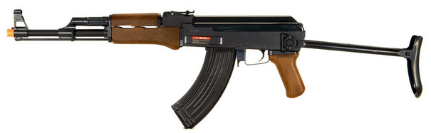 Double Eagle AK47 AEG ABS Polymer Edition w/ Folding Stock Airsoft Rifle, Wood