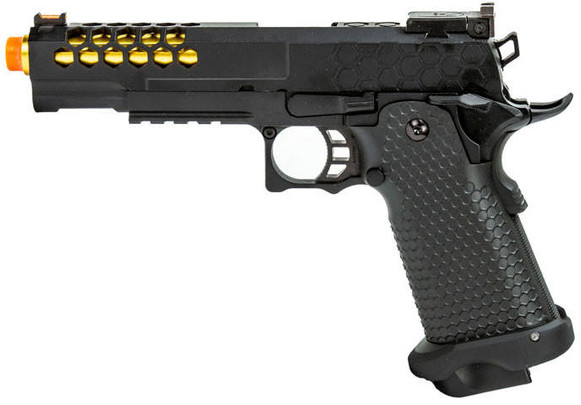 Golden Eagle 3339 OTS .45 Hi-Capa GBB Airsoft Pistol w/ Hive Vented Slide, Black/Gold