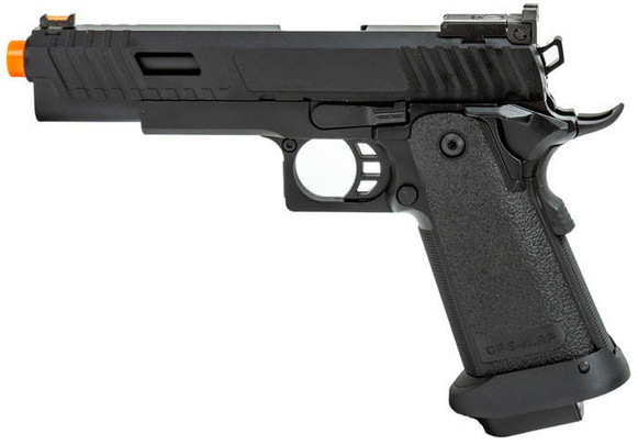 Golden Eagle 3345 OTS .45 Style Hi-Capa GBB Airsoft Pistol w/ Serrated Slide, Black