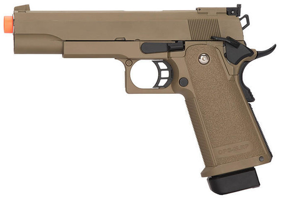 Golden Eagle IMF OPS-M.RP 1911A1 Single Stack Semi-Auto GBB Metal Airsoft Pistol, DE