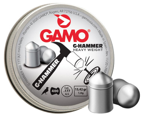 Gamo G-Hammer .177 Cal 15.42 Grains Pointed Pellets, 400ct, Silver