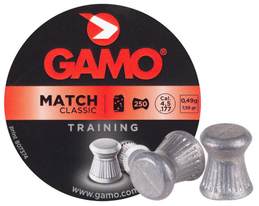Gamo Match .177 Cal 7.56 Grains Wadcutter Pellets, 250ct, Silver