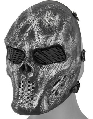 UK Arms Villain Skull Mesh Face Mask, Silver/Black