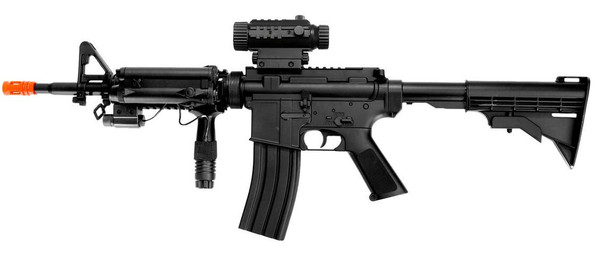 Well D92H M4 RIS Auto Electric Airsoft Gun w/ Plastic Gear, Black