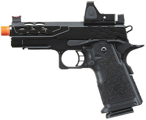 Lancer Tactical Stryk Hi-Capa 4.3 Gas Blowback Airsoft Pistol w/ Reflex Red Dot Sight, Black