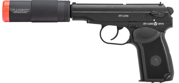 ICS BLE PM2 Makarov CO2 NBB Airsoft Pistol w/ Suppressor, Black