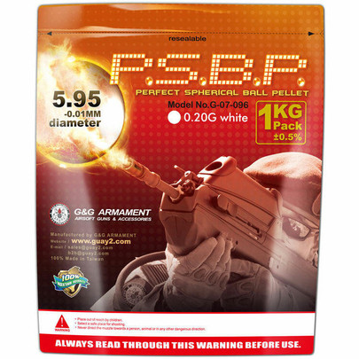 GandG Perfect Spherical BBs, 0.20g, 1KG, White, 5000 Rounds