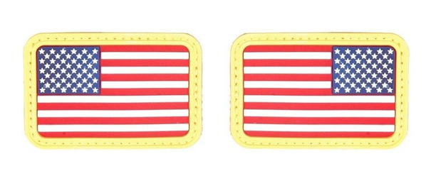 Lancer Tactical USA Flag Forward and Reverse Velcro Patches, Red White and Blue, Set of 2