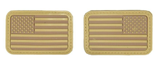 Lancer Tactical USA Flag Forward and Reverse Velcro Patches, Tan, Set of 2