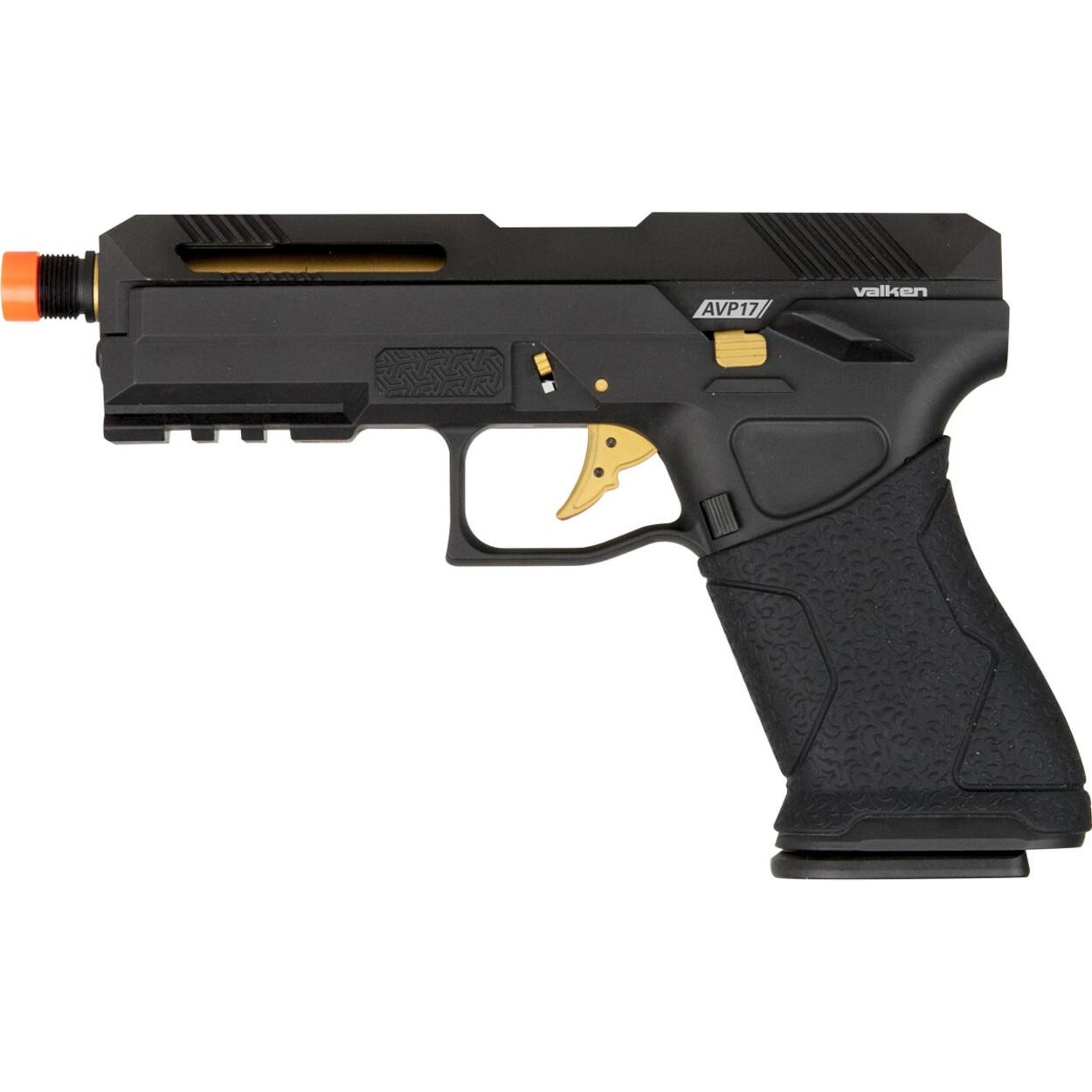 Valken AVP17 Green Gas Blowback Airsoft Pistol, Black