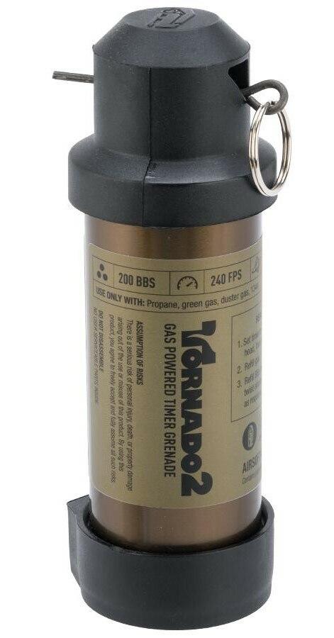 Airsoft Innovations Tornado 2 Timer Frag Grenade, FDE