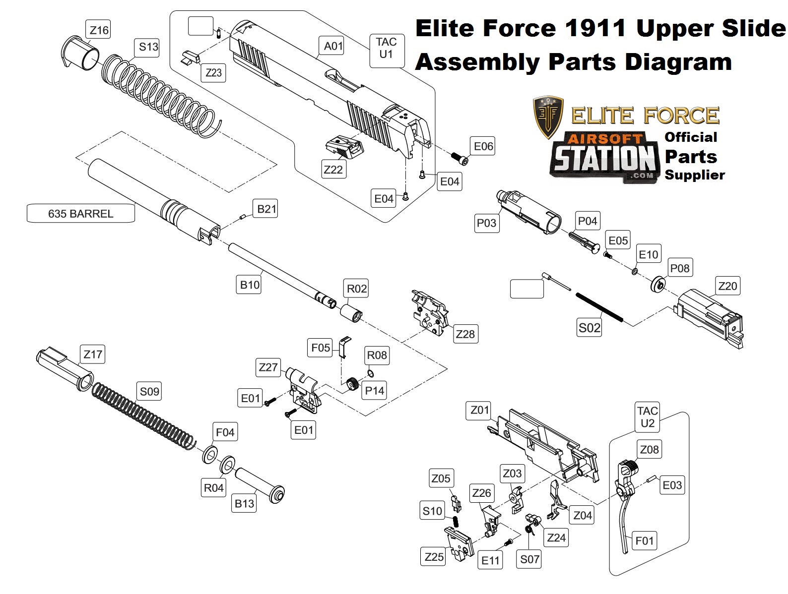 Umarex Elite Force/KWC 1911 A1 & TAC CO2 Pistol Parts