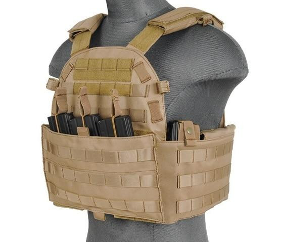 Lancer Tactical 69T4 Plate Carrier w/ Mag Pouches, Tan