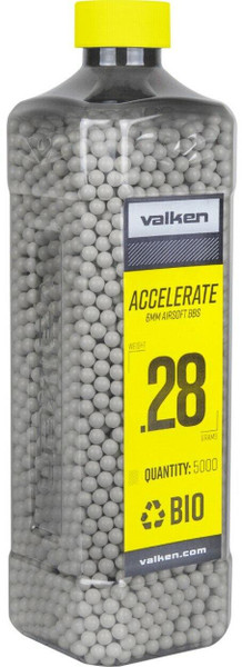 Valken Accelerate 0.28g BBs, 5000 CT., White, Bio