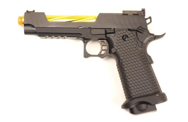 JAG Arms GMX Series 1.0 Gas Blowback Airsoft Pistol, Gold Barrel