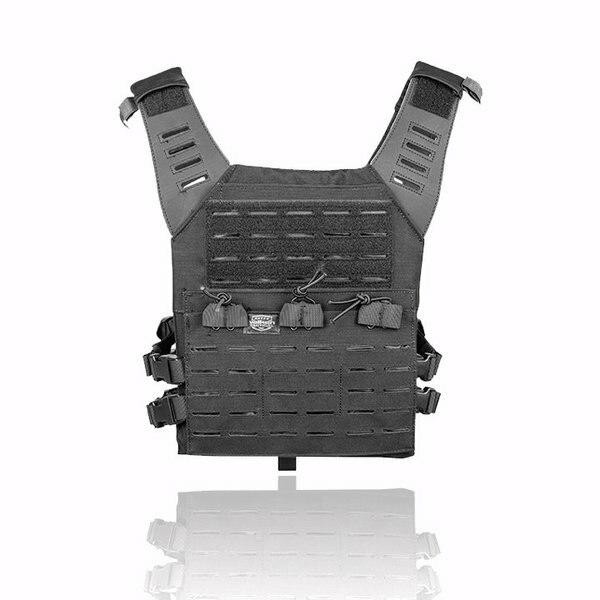 Valken Laser Cut MOLLE Plate Carrier w/ Integrated Mag Pouches, Black | Airsoft VLK-86131