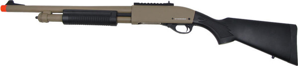 GE/JG M870 Full Metal Tactical Pump Action Tri-Burst Gas Airsoft Shotgun, Tan | PU-GR-8870T