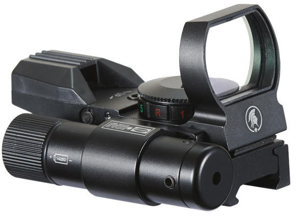 Lancer Tactical 4-Reticle Red/Green Dot Reflect Sight with Green Laser, Black |