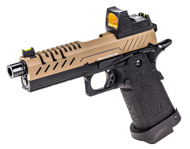 Image of Vorsk 4.3 Hi Capa Airsoft Pistol Micro Red Dot, Black/Tan