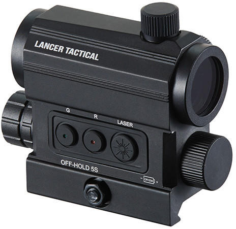 Lancer Tactical 1X25 Red/Green Dot Sight w/ QD Riser Laser Combo, Black | Airsof UK-CA-1391B