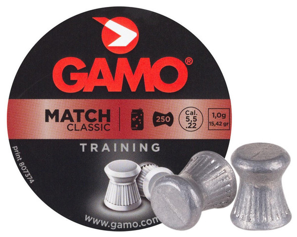 Gamo Match .22 Cal 15.43 Grains Flat Nose Pellets, 250ct