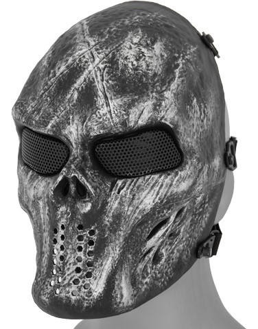 UK Arms Villain Skull Mesh Face Mask, Silver/Black | Airsoft Station UK-AC-476SB