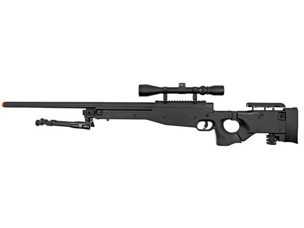 Well MB08 Bolt Action Airsoft Sniper Rifle w/ Scope and Bipod, Black