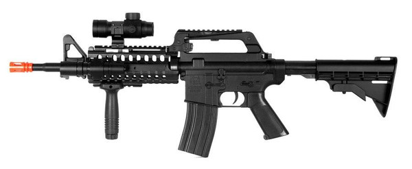 Well MR733 M16 Airsoft Gun Rifle with Red Dot & Flashlight-1