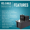 Little Giant 553201; VCL-24ULS Condensate Pump (Black, 115v, 2.5A, 1/18hp, 270GPH)