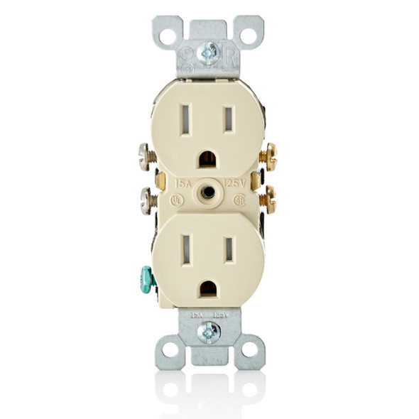 Leviton T5320-I Duplex Receptacle (Ivory, 125v, 15A, 2P, 3W)