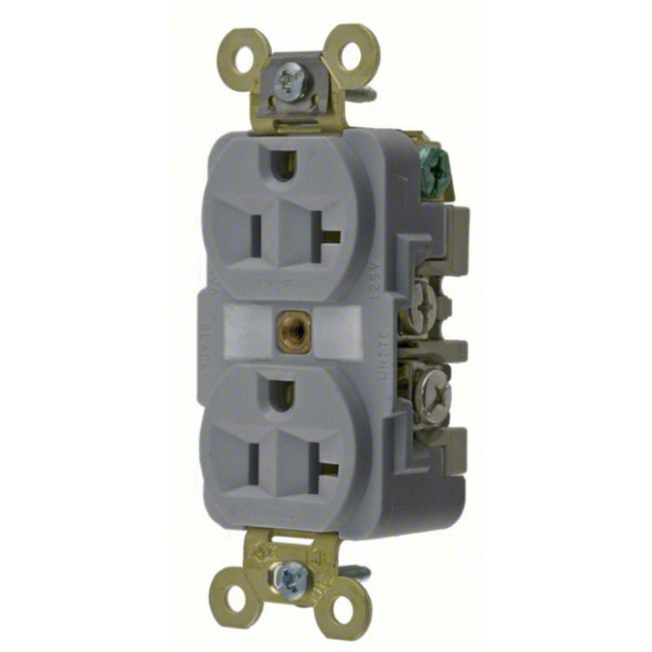 Hubbell Wiring Device-Kellems HBL5362GY Duplex Receptacle (Gray, 125v, 20A, 2P, 3W)