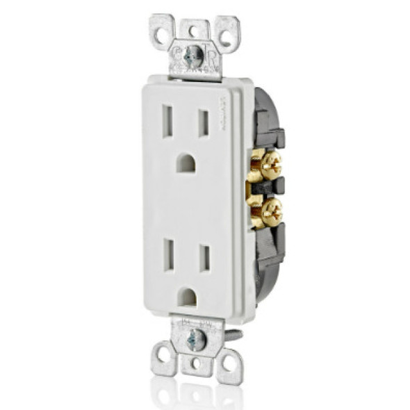 Leviton T5325-W Duplex Receptacle (White, 125VAC, 15A, 2P, 3W)