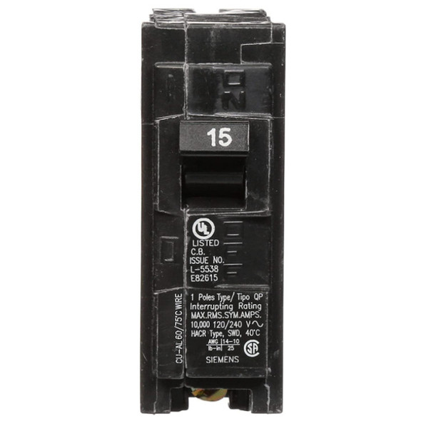 Siemens Q115 Circuit Breaker (120v, 15A, 1P)