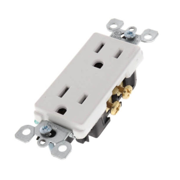 Leviton 5325-W Duplex Receptacle (White, 125v, 15A, 2P, 3W)