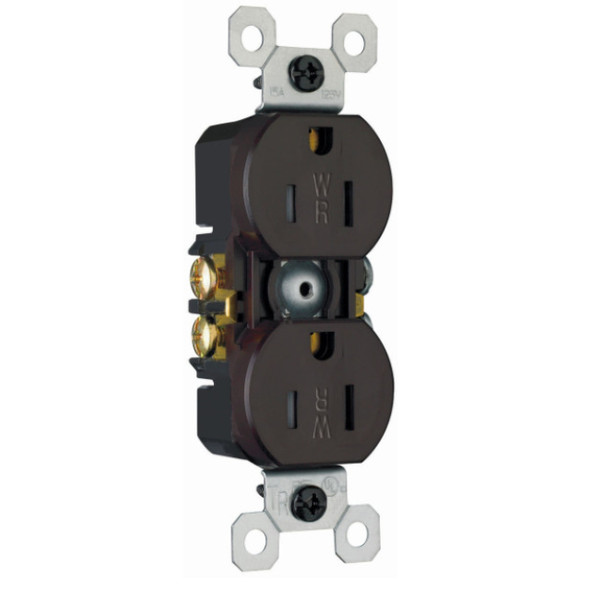 Pass & Seymour 3232TRWR Duplex Receptacle (Brown, 125v, 15A, 2P, 3W)