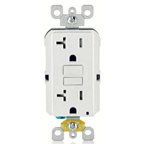 Leviton GFTR2-W Duplex Receptacle (White, 125VAC, 20A, 2P, 3W)