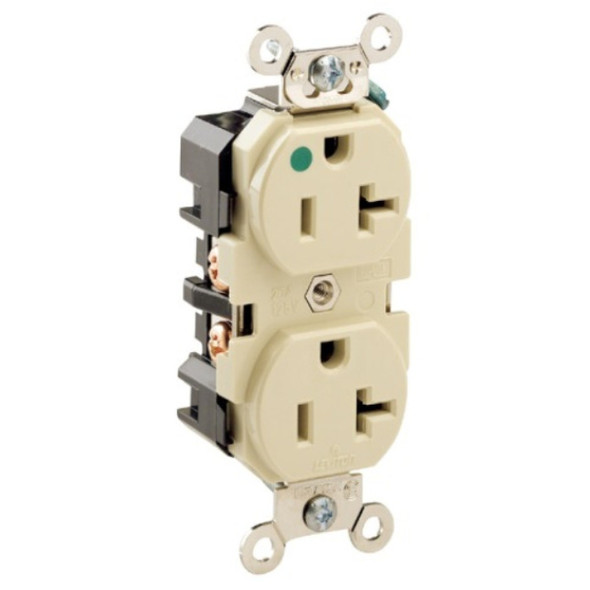 Leviton 8300-I Duplex Receptacle (Ivory, 125VAC, 20A, 2P, 3W)