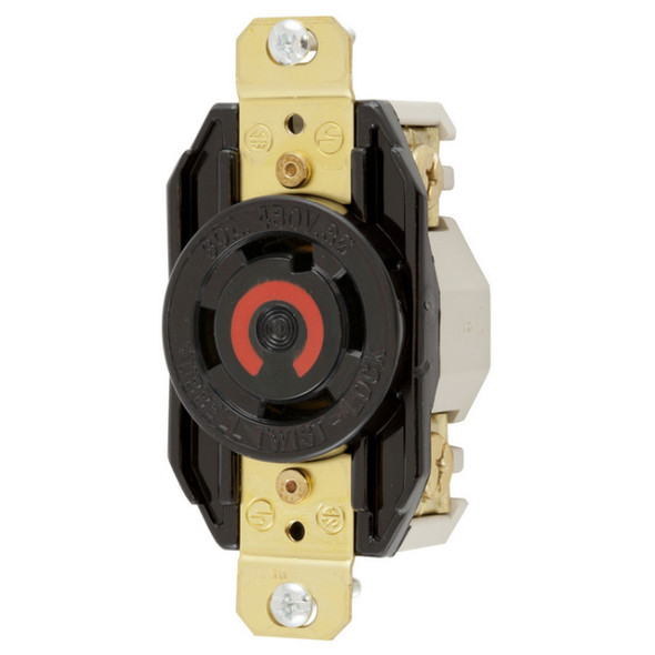 Hubbell Wiring Device-Kellems HBL2730 Locking Receptacle (Black, 480VAC, 30A, 3P, 4W)