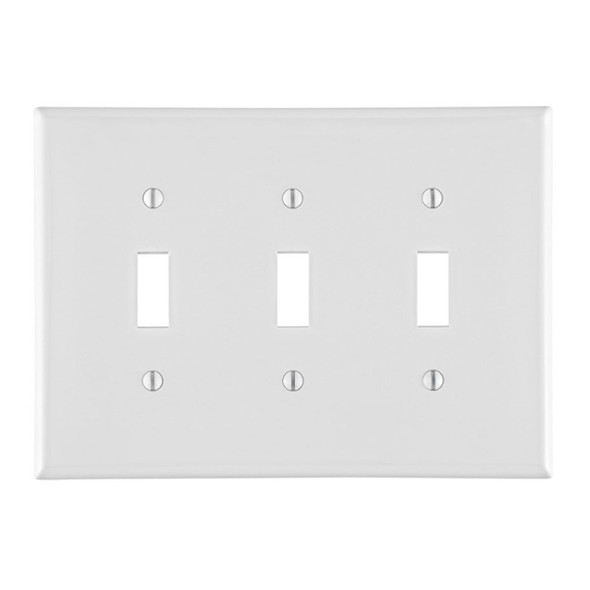 Leviton PJ3-W Wall Plate (White, Nylon, Gangs: 3)