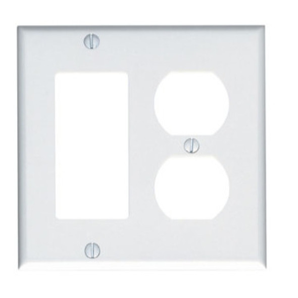 Leviton 80455-W Wall Plate (White, Plastic, Gangs: 2)