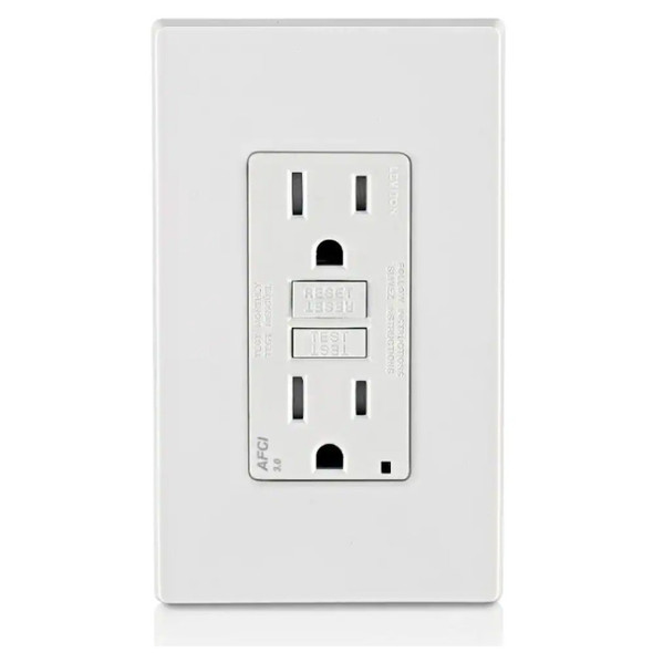 Leviton AFTR1-W Duplex Receptacle (White, 125VAC, 15A, 2P, 3W)