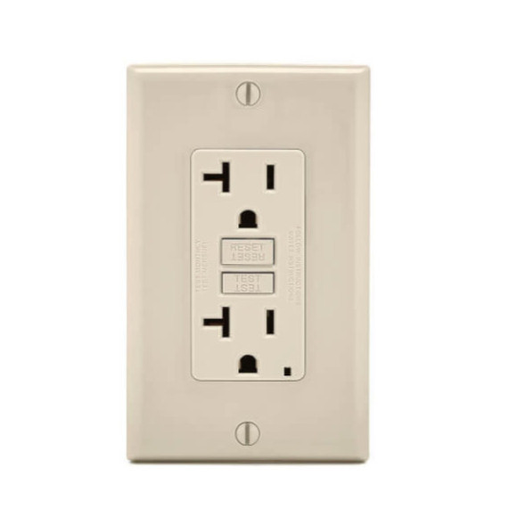 Leviton GFNT2-T Duplex Receptacle (Light Almond, 125VAC, 20A, 2P, 3W)