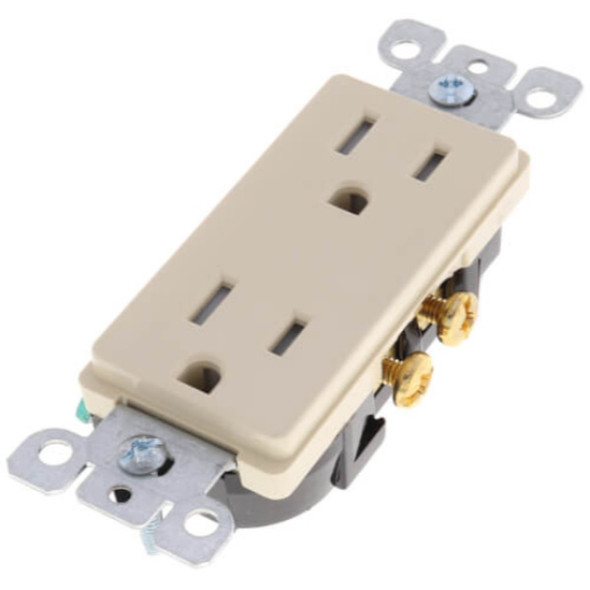 Leviton T5325-I Duplex Receptacle (Ivory, 125VAC, 15A, 2P, 3W)