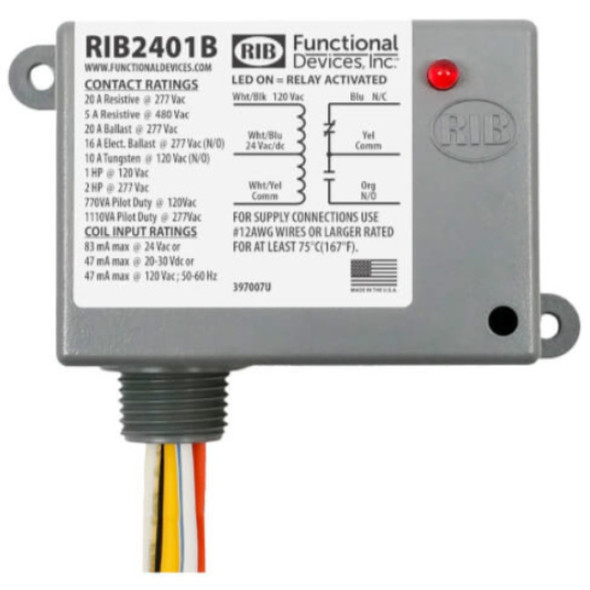 Functional Devices RIB2401B Relay  (24/120v, 2hp)