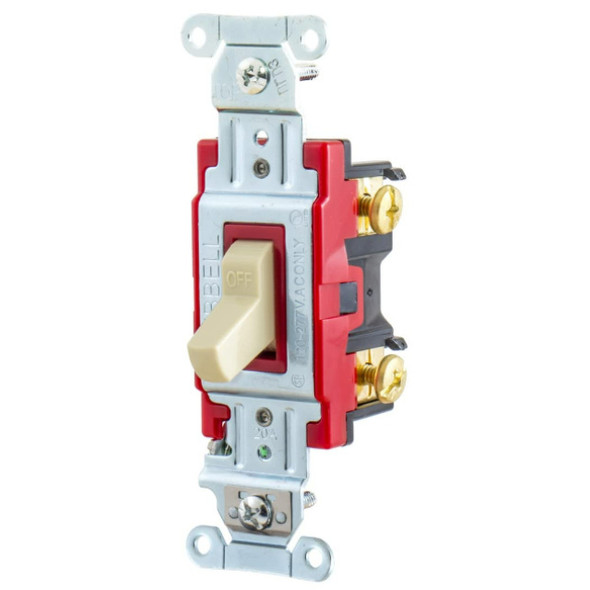 Hubbell Wiring Device-Kellems 1221I Toggle Switch (Ivory, 120/277VAC, 20A, 1P)