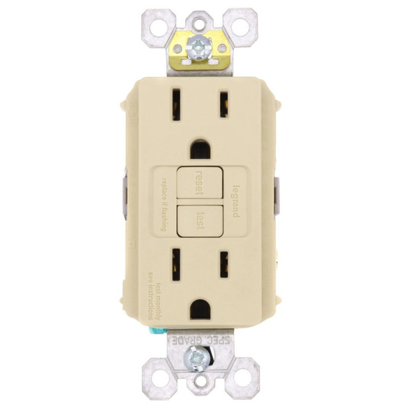 Pass & Seymour 1597I Duplex Receptacle (Ivory, 125v, 15A, 2P, 3W)