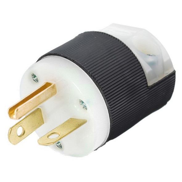 Hubbell Wiring Device-Kellems HBL5466C Straight Blade Plug (Black, White, 250v, 20A, 2P, 3W)