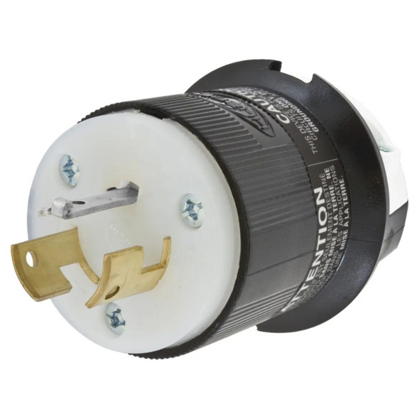 Hubbell Wiring Device-Kellems HBL9965C Locking Plug (Black, White, 125/250v, 20A, 3P, 3W)