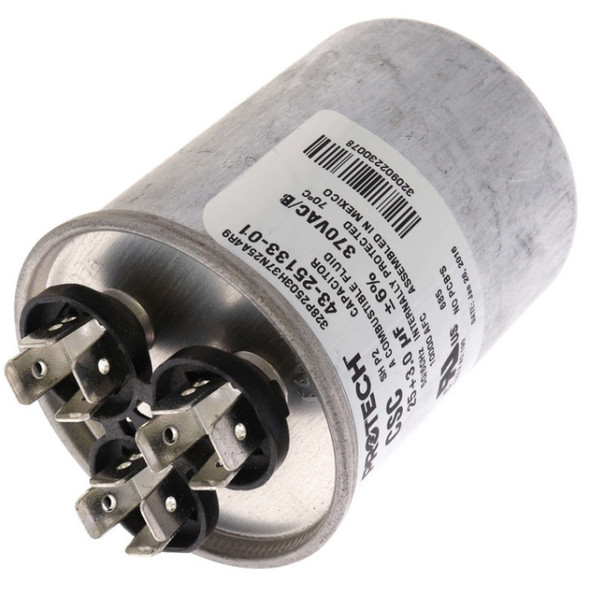 Rheem 43-25133-01 Capacitor (370v, Round, 25/3MFD)