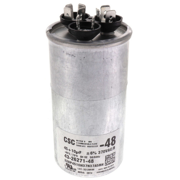 Rheem 43-26271-48 Capacitor (370v, Round, 45/10MFD)